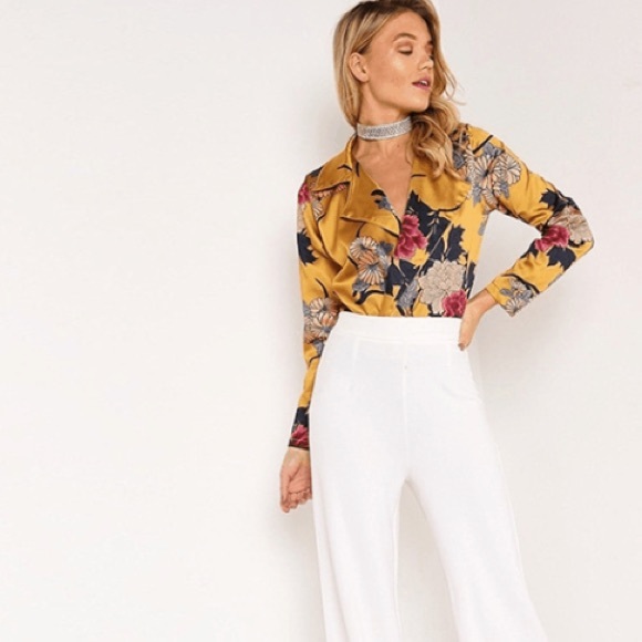 Yellow floral jumpsuit romper - Picture 2 of 8